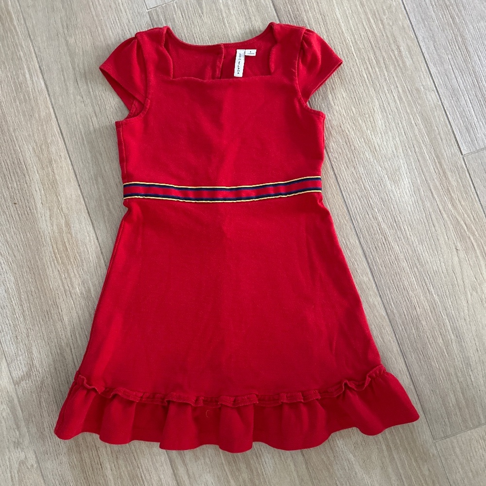 Janie and Jack Vibrant Red Dress with Striped Waist